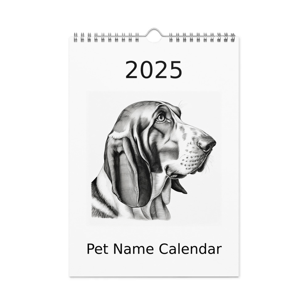 PugMug Custom Basset Hound Wall Calendar (2026)