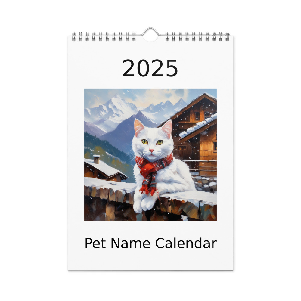 PugMug Custom White Companion Cat Wall Calendar (2026)