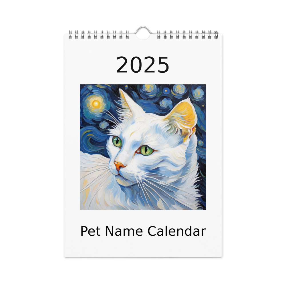 PugMug Custom White Companion Cat Wall Calendar (2026)