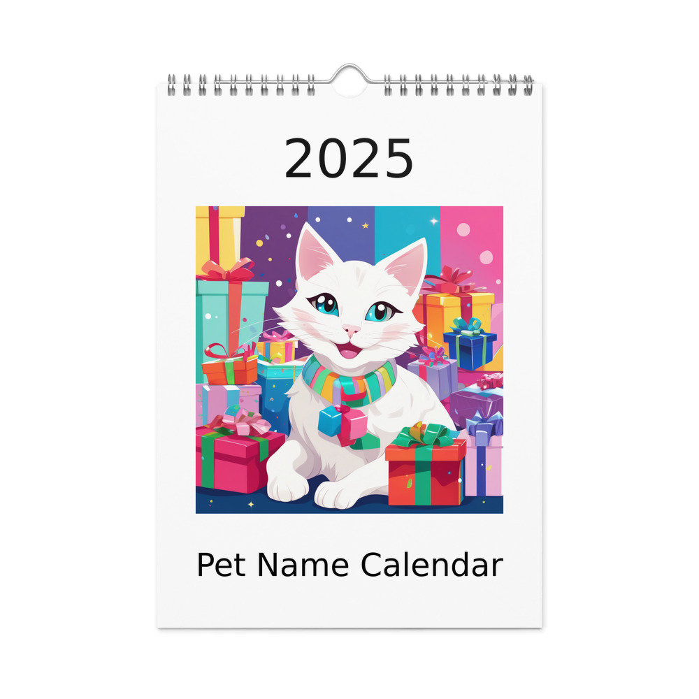 PugMug Custom White Companion Cat Wall Calendar (2026)