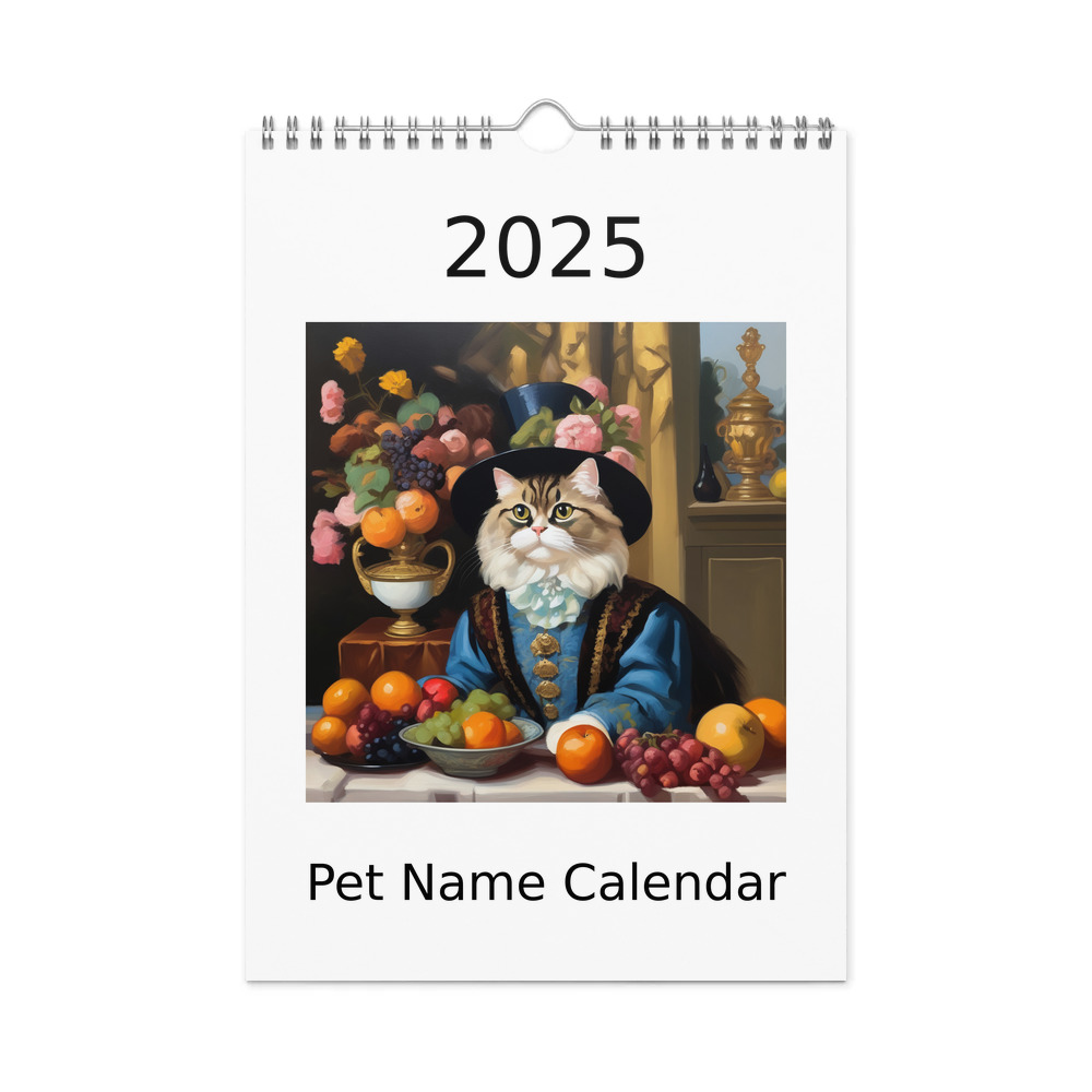 PugMug Custom Tabby Persian Cat Wall Calendar (2026)
