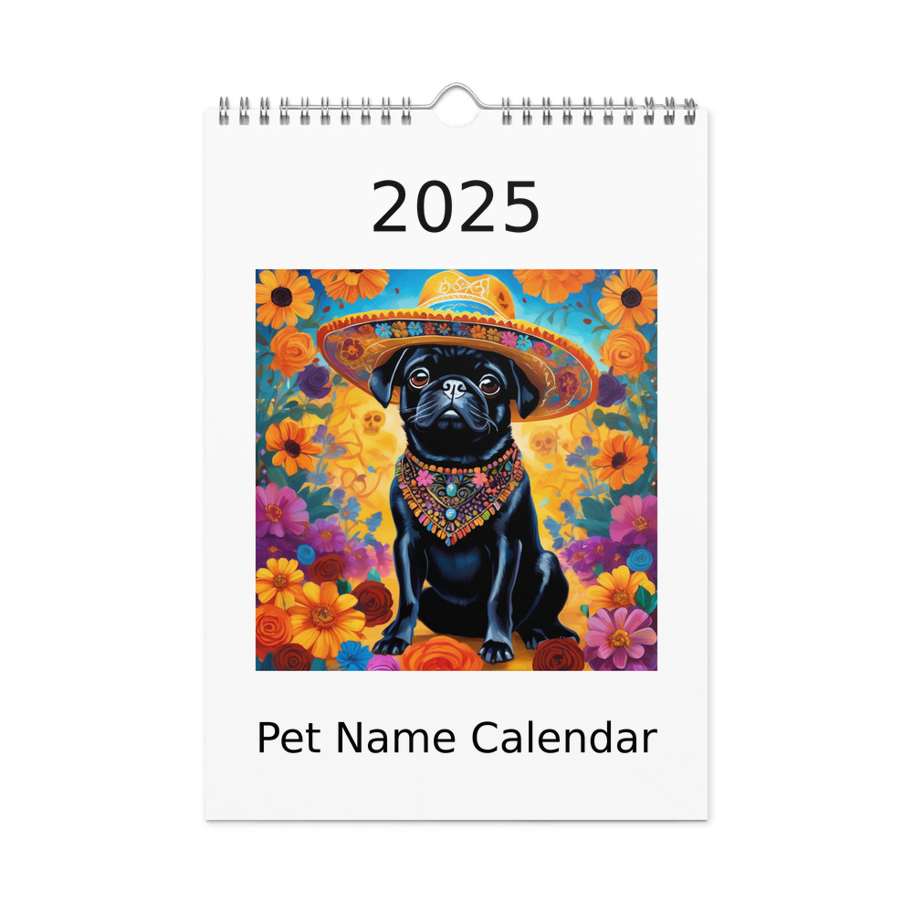 PugMug Custom Black Pug Wall Calendar (2026)