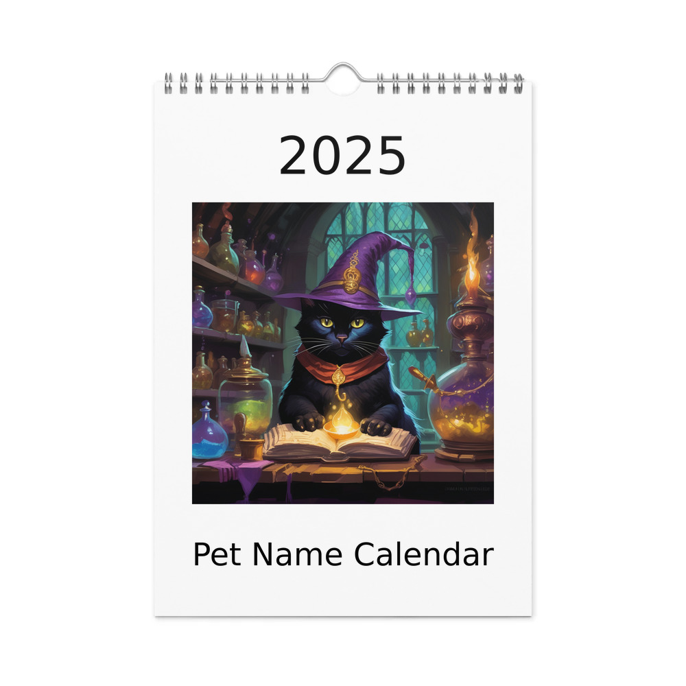 PugMug Custom Black Exotic Cat Wall Calendar (2026)