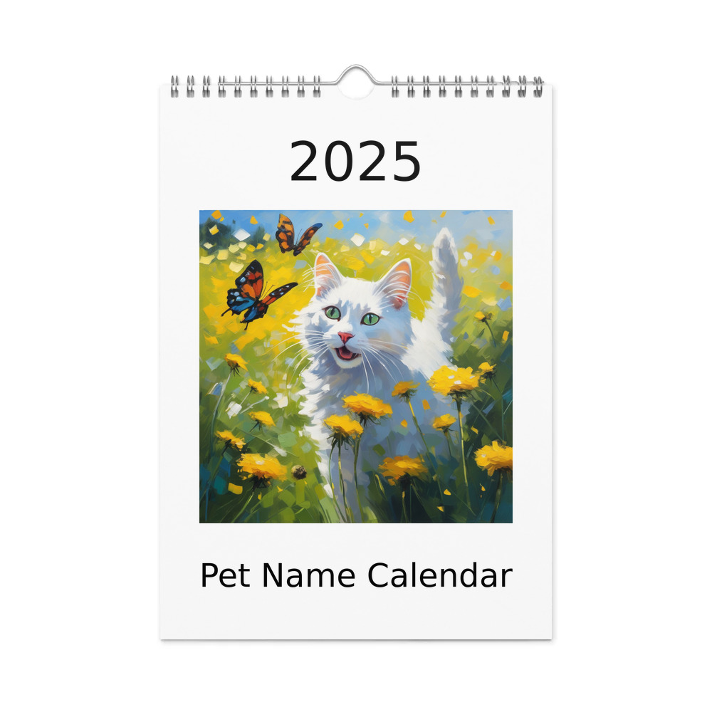 PugMug Custom White Companion Cat Wall Calendar (2026)