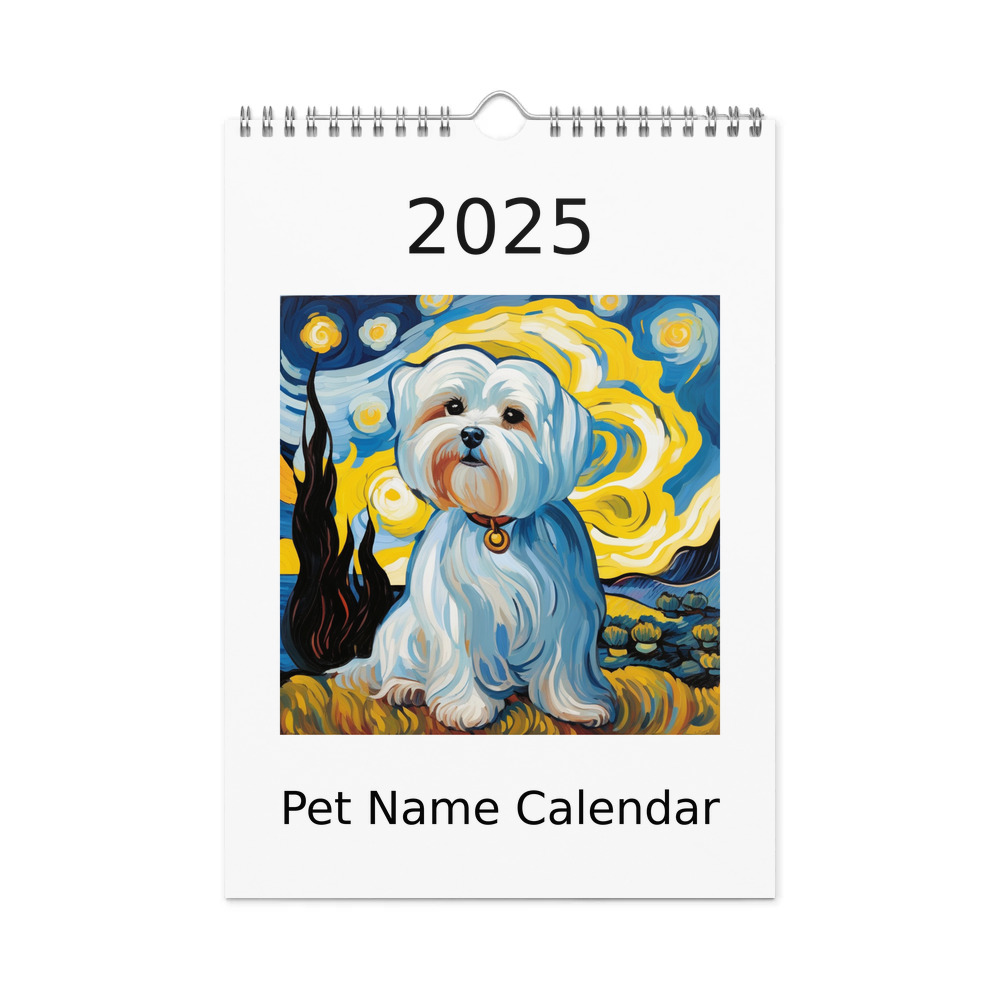 PugMug Custom Maltese Dog Wall Calendar (2026)