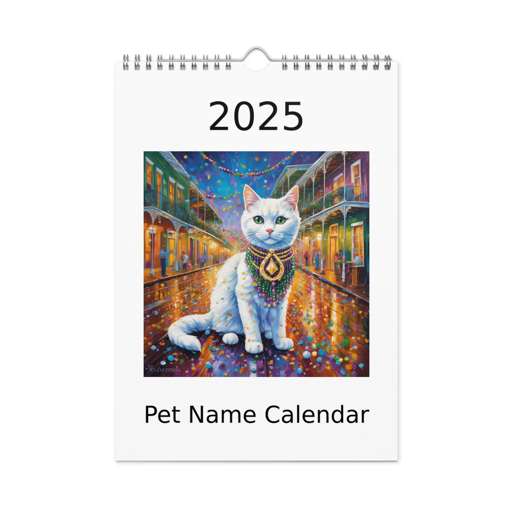 PugMug Custom White Companion Cat Wall Calendar (2026)