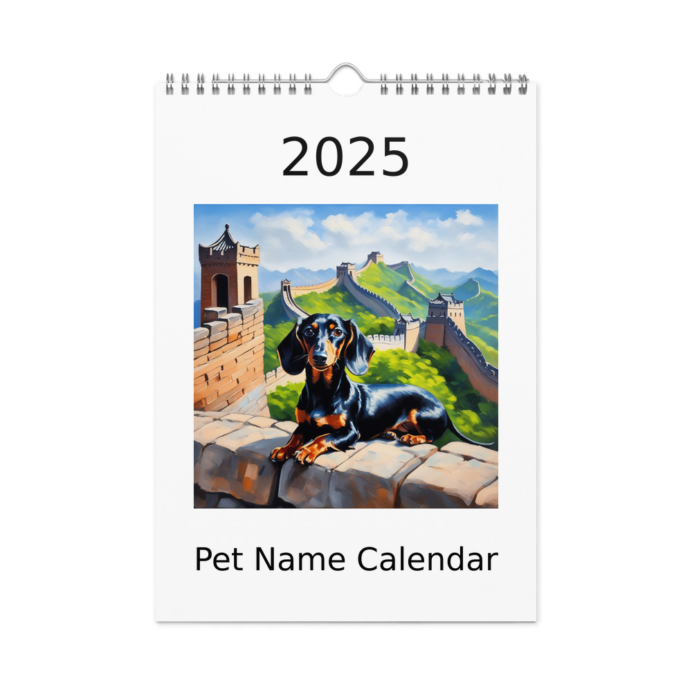 PugMug Custom Black Dachshund Wall Calendar (2026)