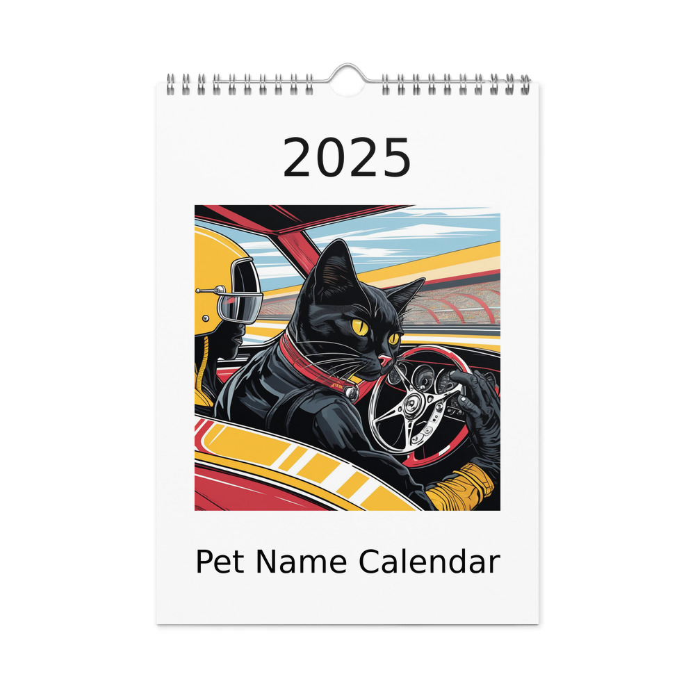 PugMug Custom Black Companion Cat Wall Calendar (2026)