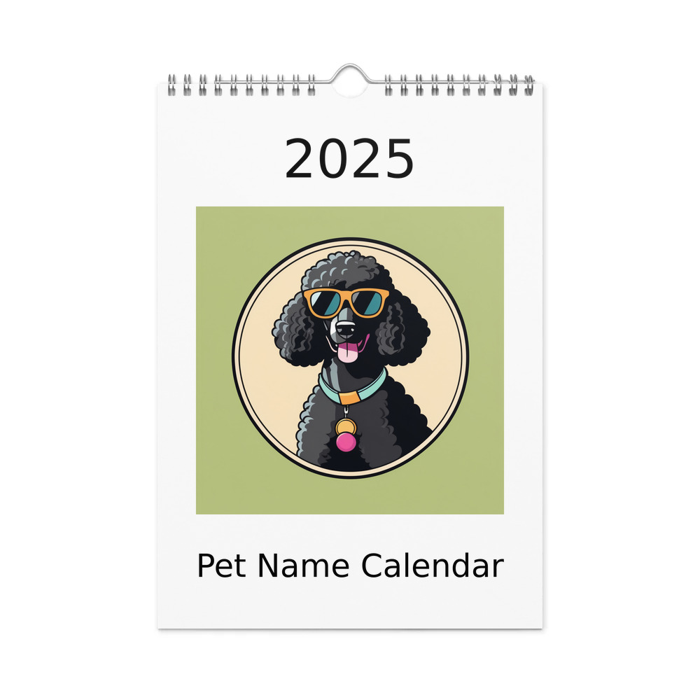 PugMug Custom Black Poodle Wall Calendar (2026)