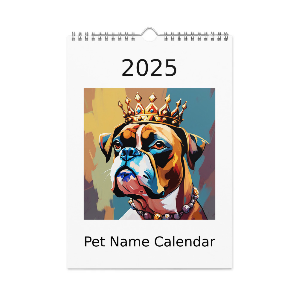 PugMug Custom Boxer Dog Wall Calendar (2026)