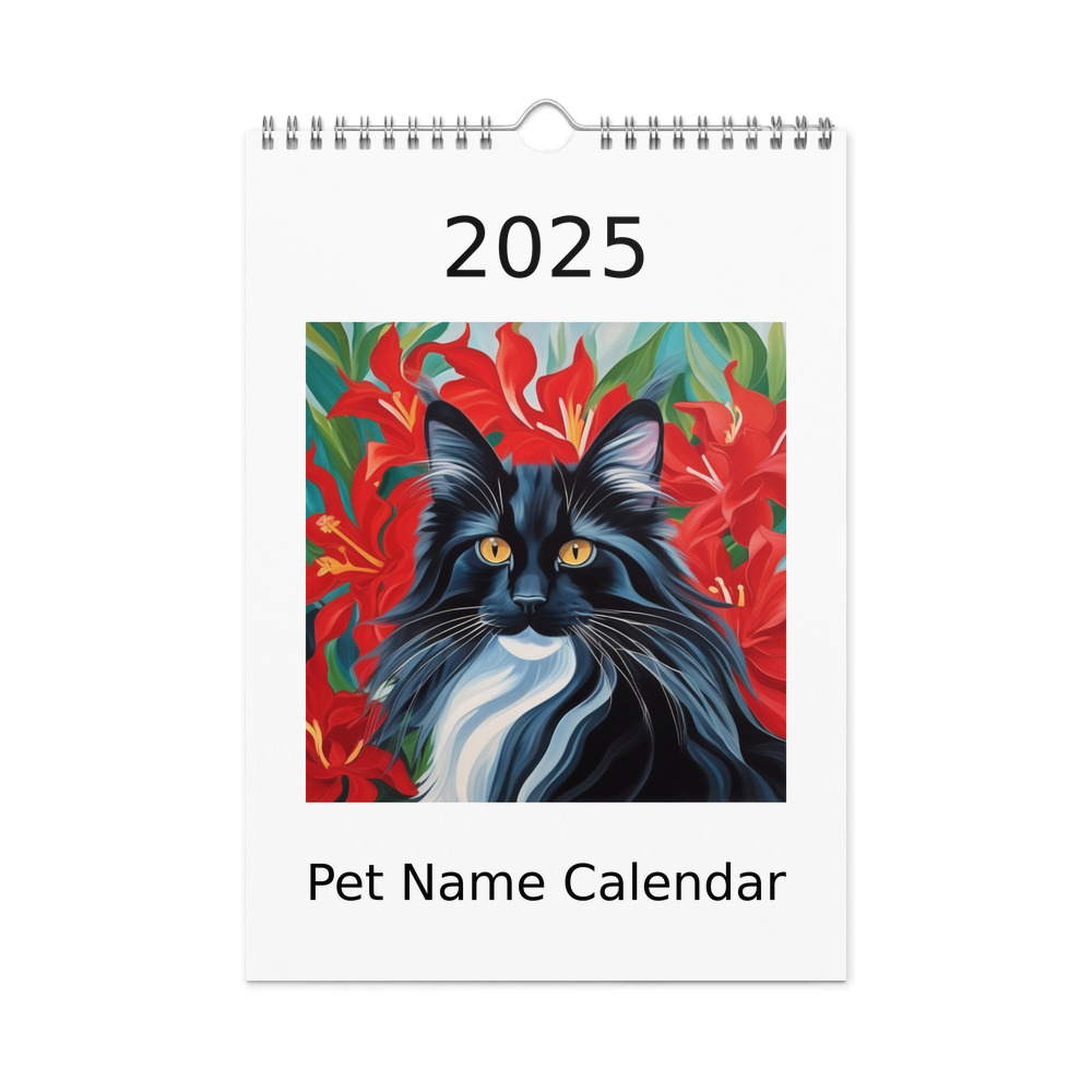 PugMug Custom Black Maine Coon Cat Wall Calendar (2026)