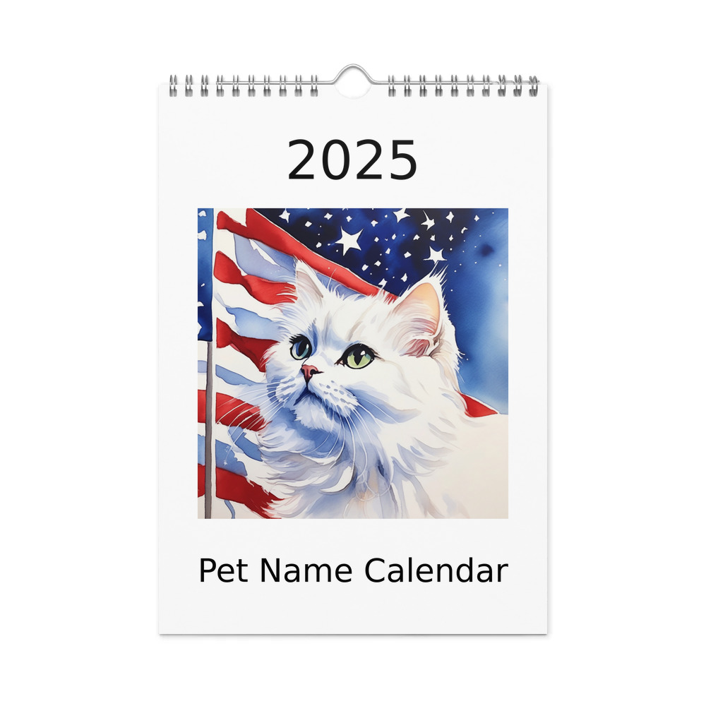PugMug Custom White Persian Cat Wall Calendar (2026)