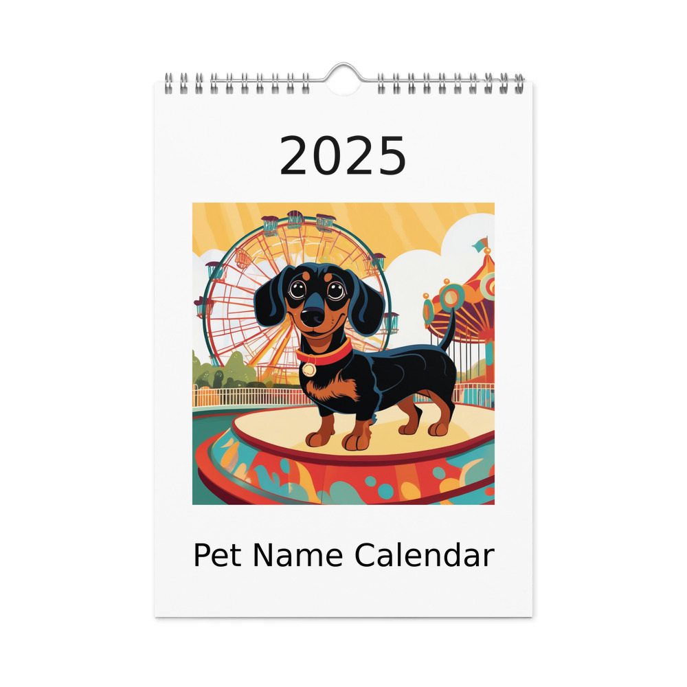 PugMug Custom Black Dachshund Wall Calendar (2026)