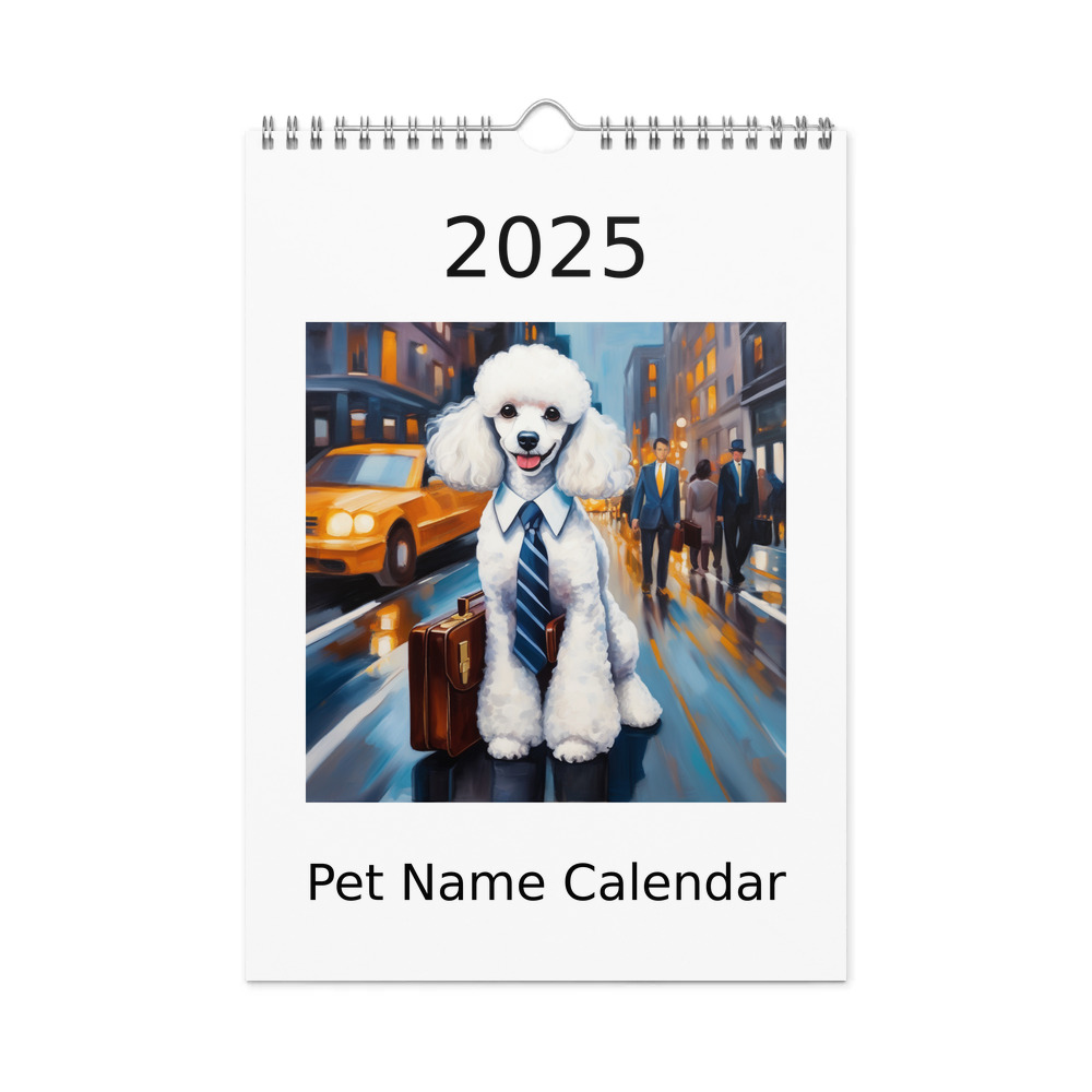 PugMug Custom White Poodle Wall Calendar (2026)