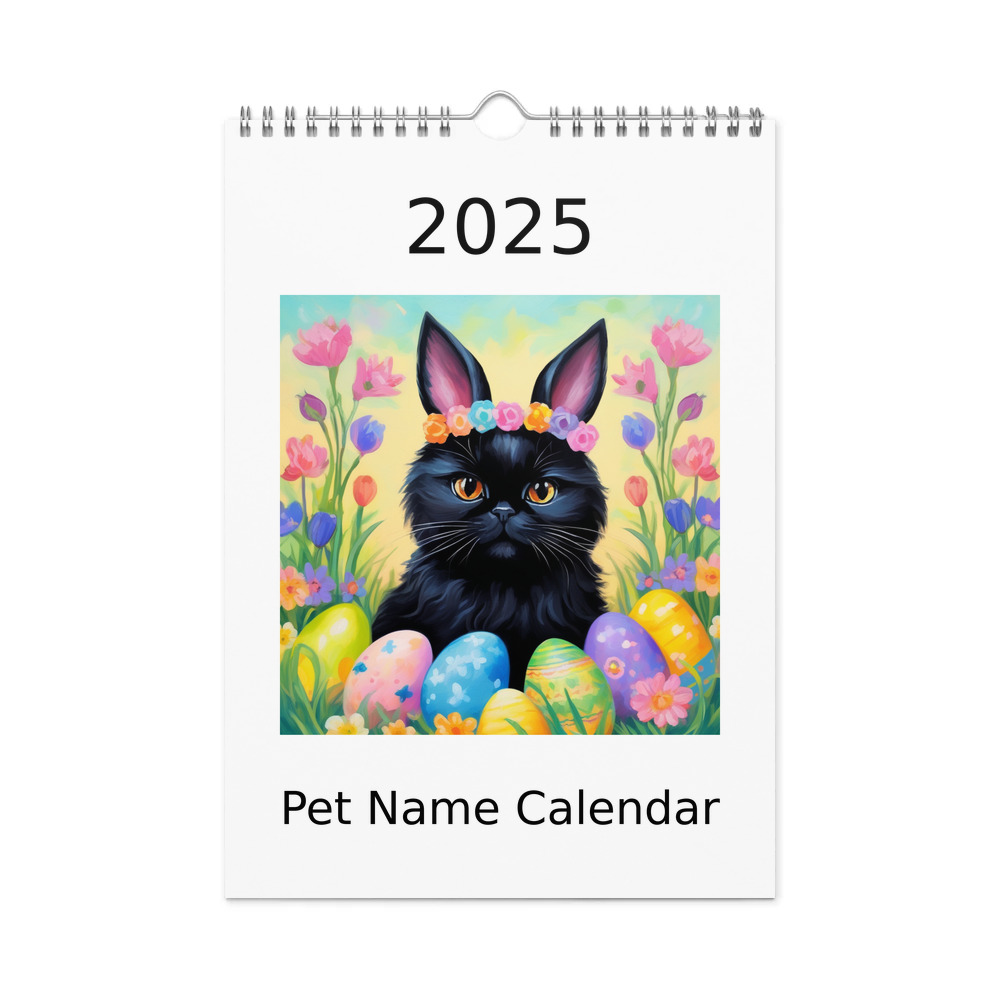 PugMug Custom Black Persian Cat Wall Calendar (2026)