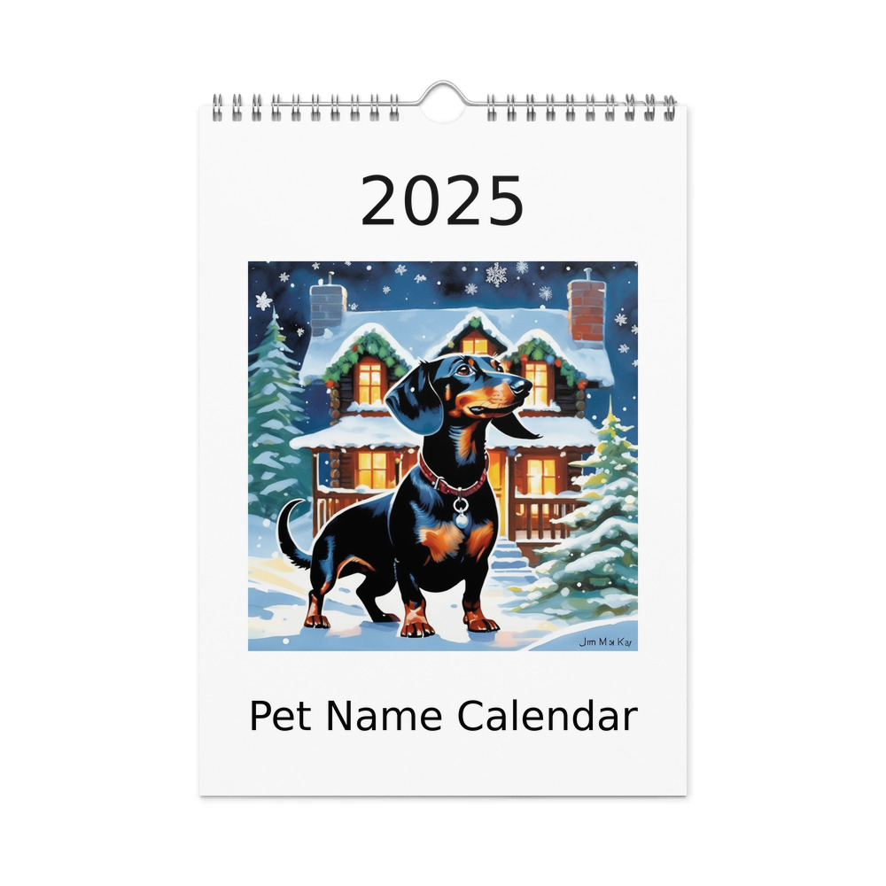 PugMug Custom Black Dachshund Wall Calendar (2026)