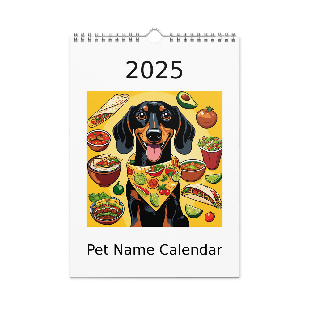 PugMug Custom Black Dachshund Wall Calendar (2026)