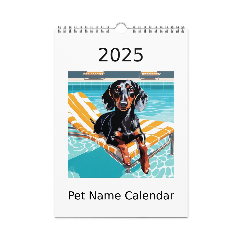 PugMug Custom Black Dachshund Wall Calendar (2026)