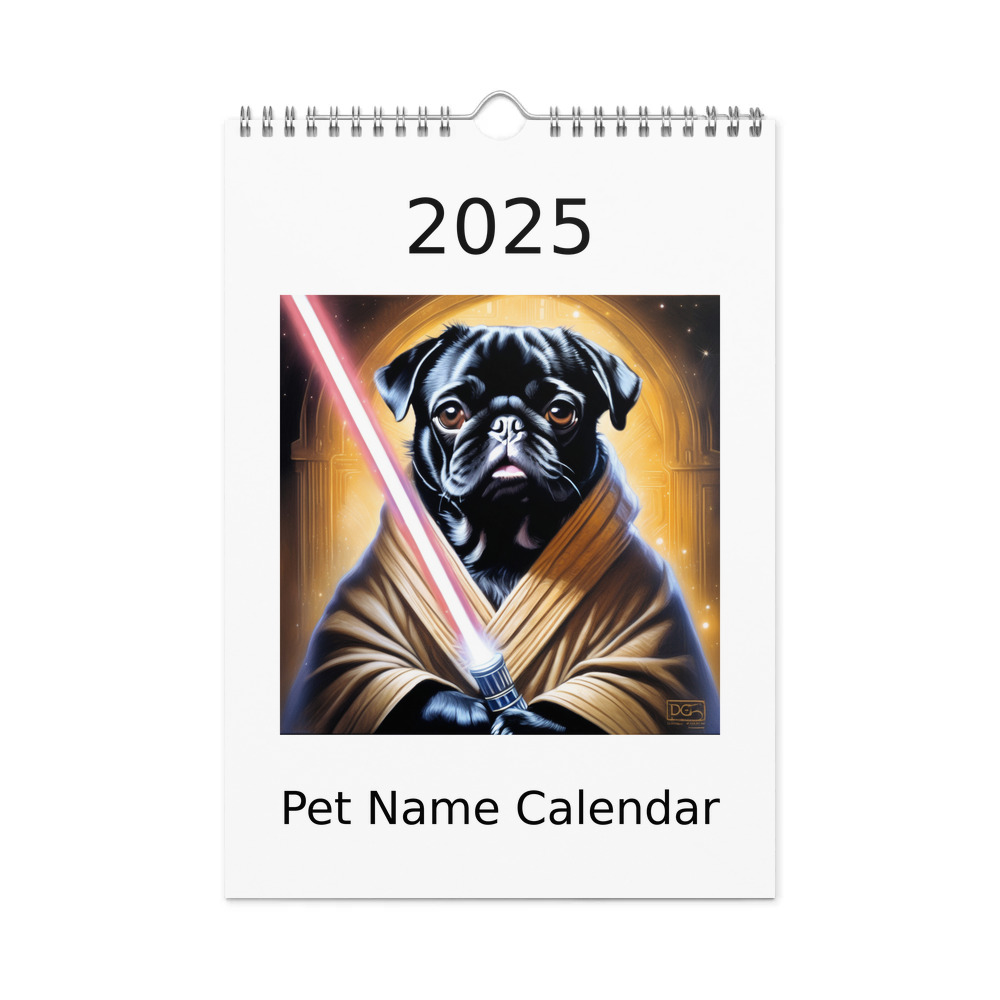 PugMug Custom Black Pug Wall Calendar (2026)