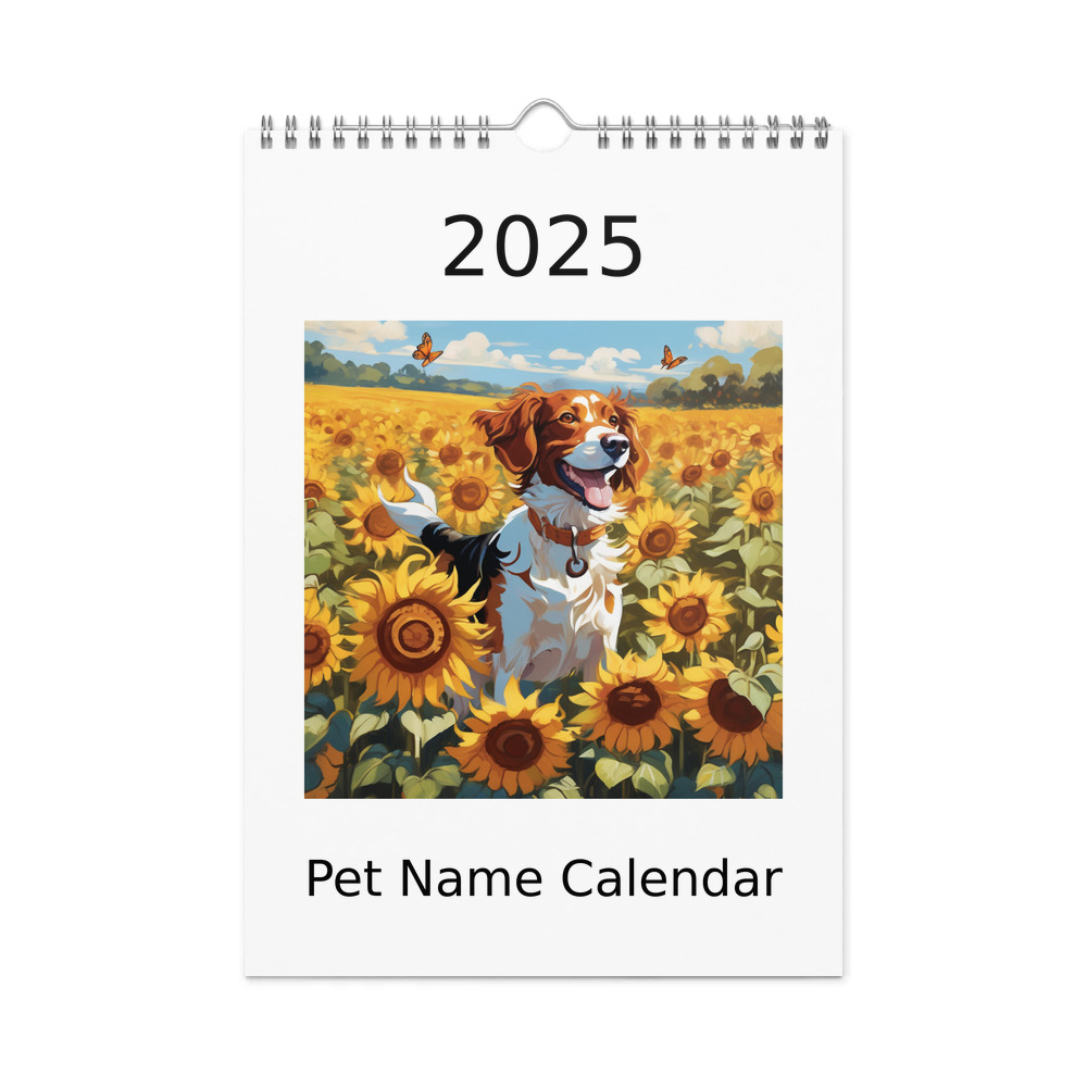 PugMug Custom Brittany Dog Wall Calendar (2026)