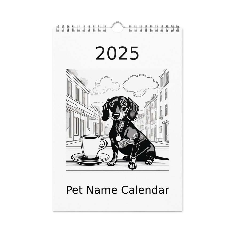 PugMug Custom Black Dachshund Wall Calendar (2026)