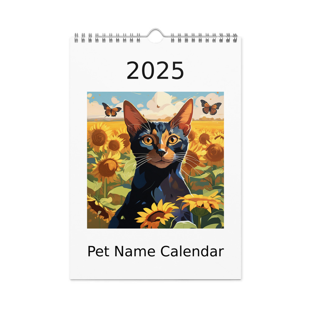 PugMug Custom Black Abyssinian Cat Wall Calendar (2026)