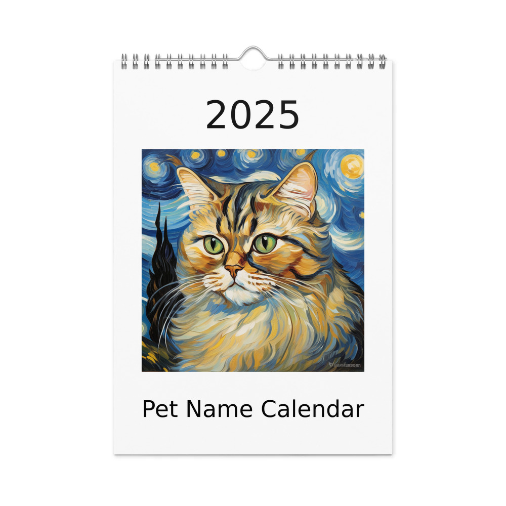 PugMug Custom Tabby Persian Cat Wall Calendar (2026)