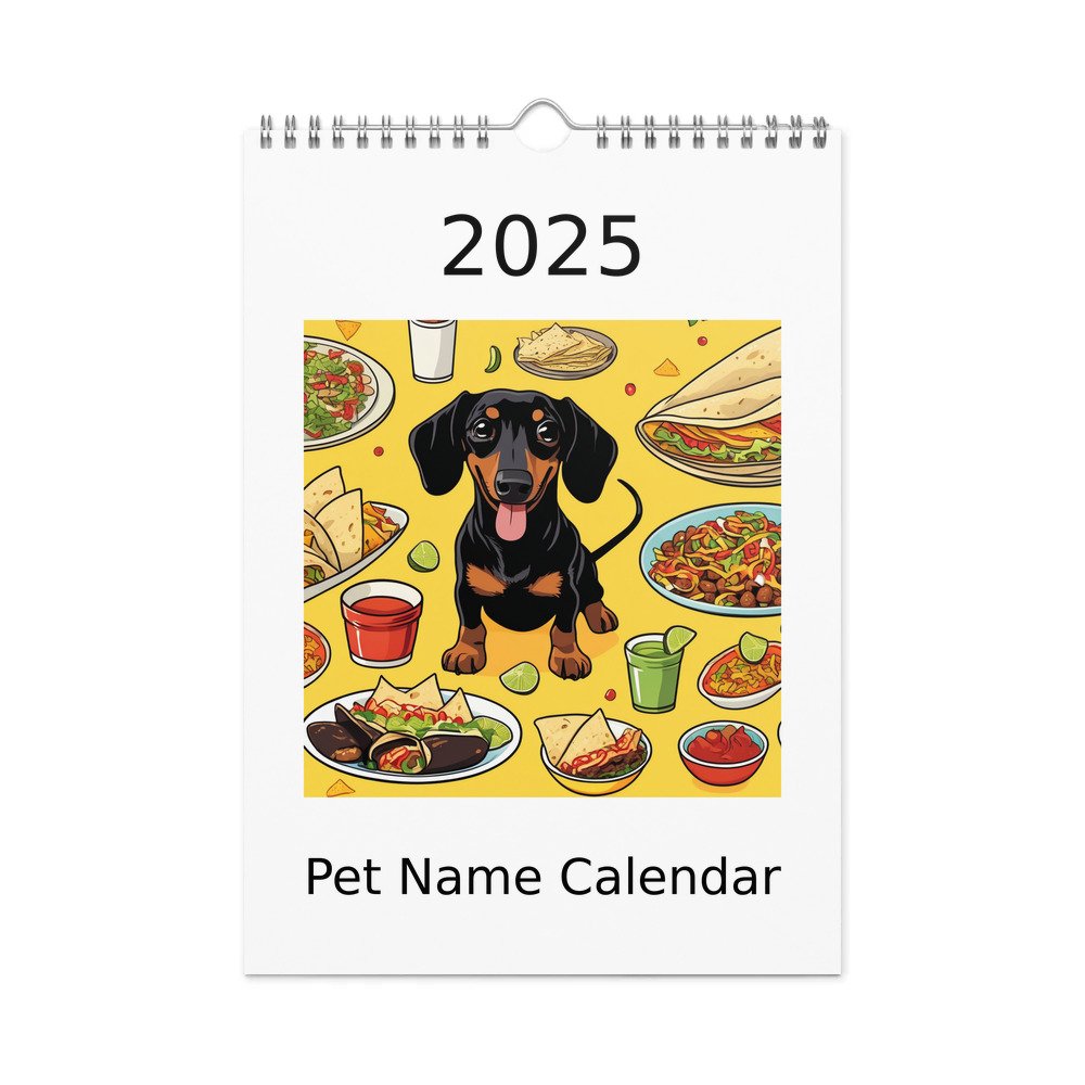 PugMug Custom Black Dachshund Wall Calendar (2026)