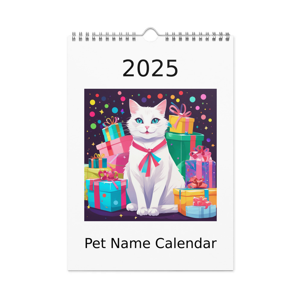 PugMug Custom White Companion Cat Wall Calendar (2026)