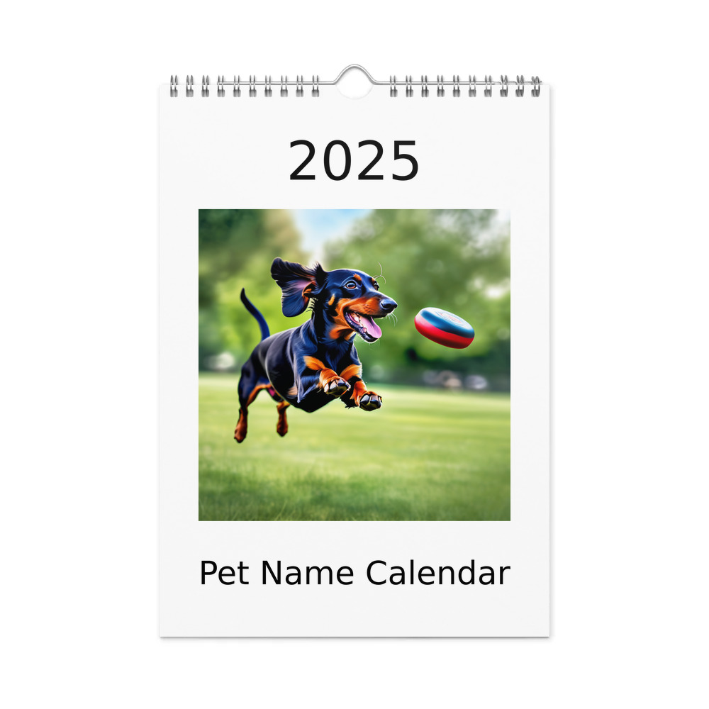 PugMug Custom Black Dachshund Wall Calendar (2026)