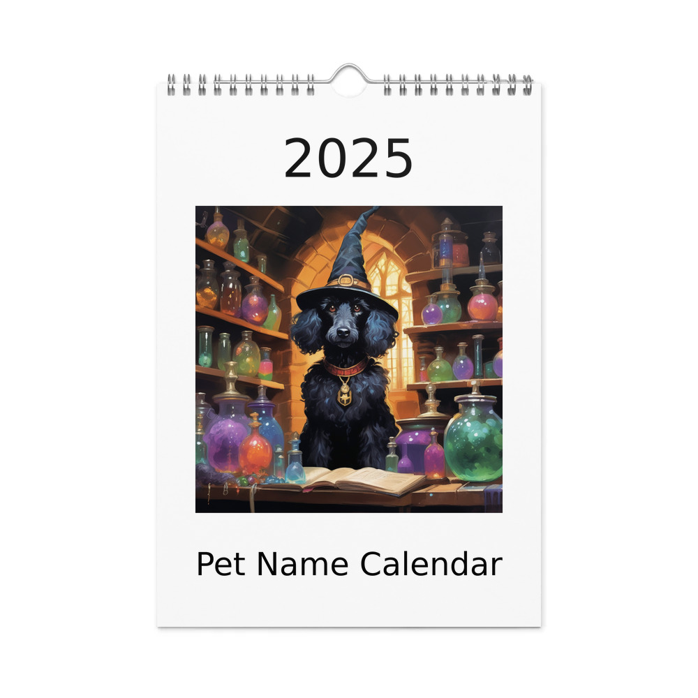 PugMug Custom Black Poodle Wall Calendar (2026)