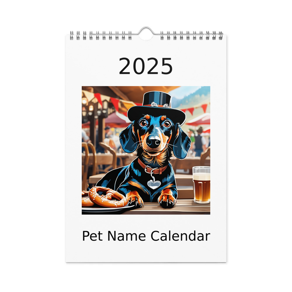 PugMug Custom Black Dachshund Wall Calendar (2026)