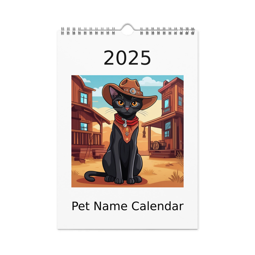 PugMug Custom Black Abyssinian Cat Wall Calendar (2026)