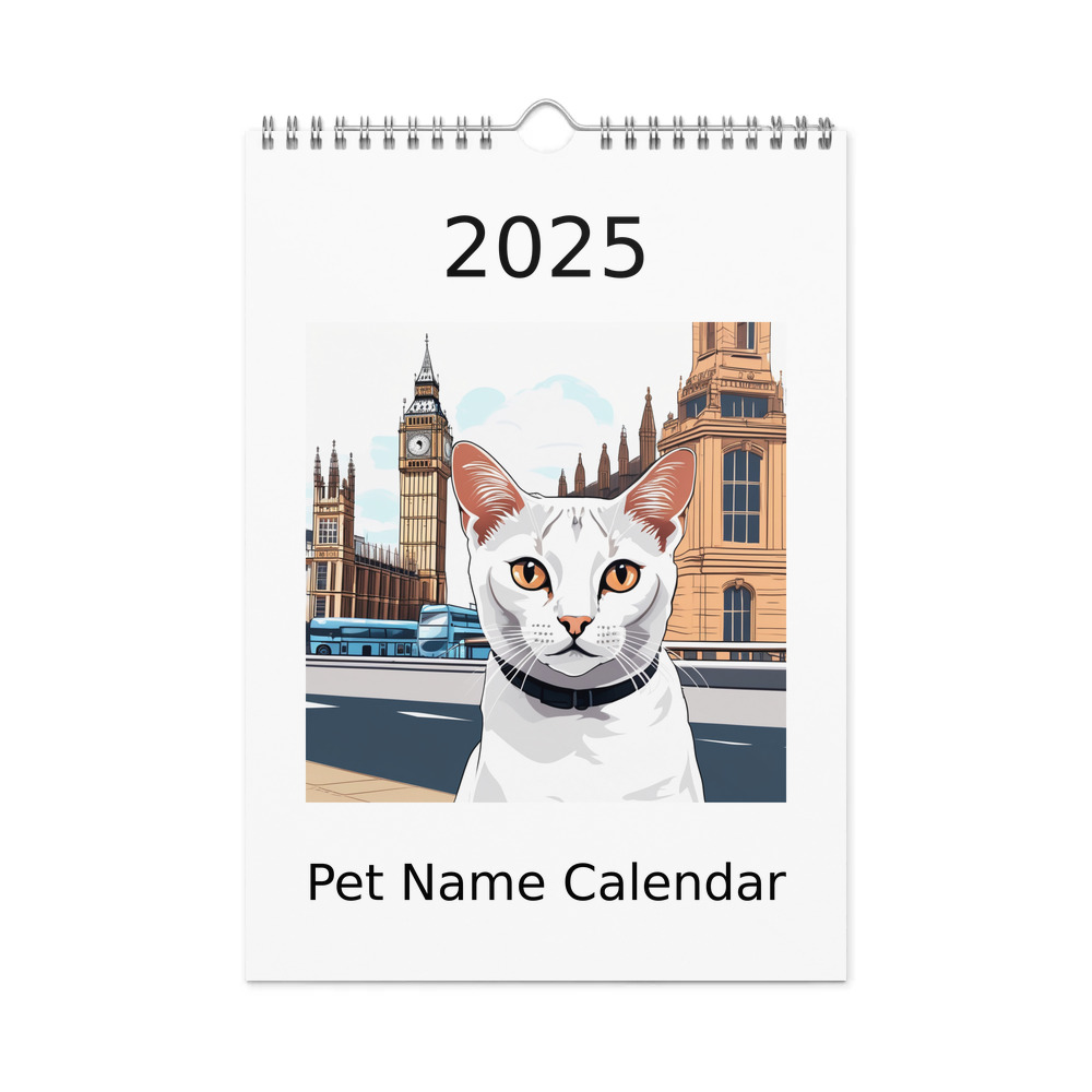 PugMug Custom White Abyssinian Cat Wall Calendar (2026)