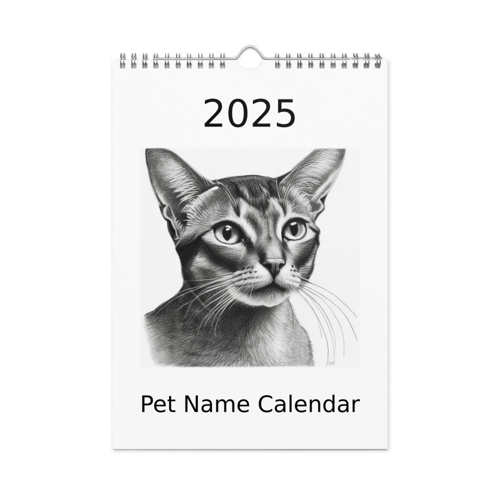 PugMug Custom Tabby Abyssinian Cat Wall Calendar (2026)