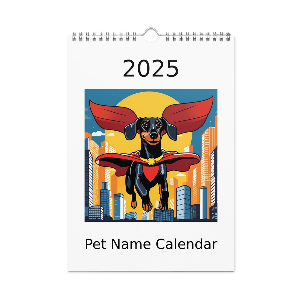 PugMug Custom Black Dachshund Wall Calendar (2026)