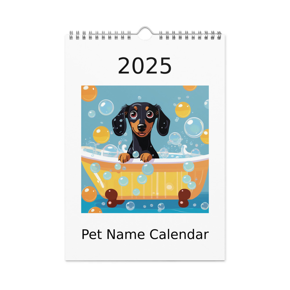 PugMug Custom Black Dachshund Wall Calendar (2026)