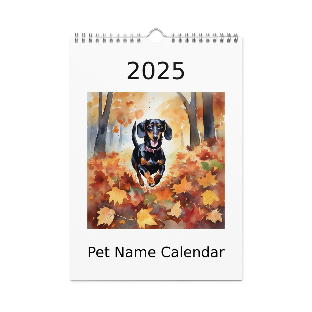PugMug Custom Black Dachshund Wall Calendar (2026)