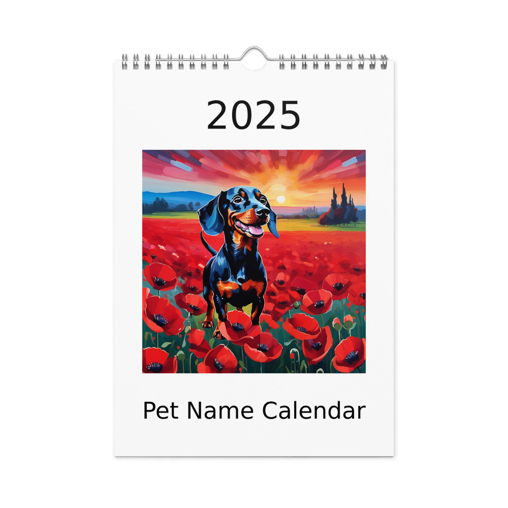 PugMug Custom Black Dachshund Wall Calendar (2026)