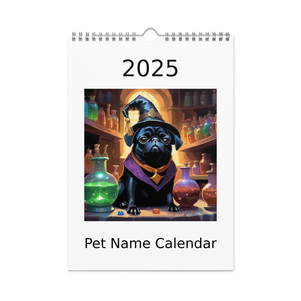 PugMug Custom Black Pug Wall Calendar (2026)