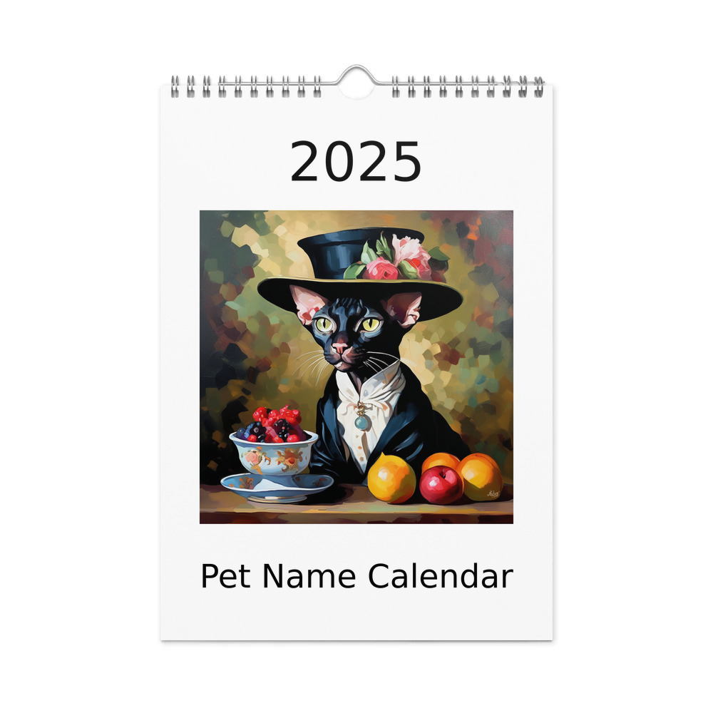 PugMug Custom Black Sphynx Cat Wall Calendar (2026)