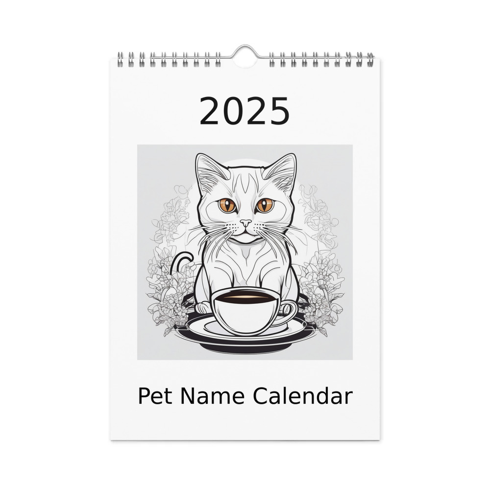 PugMug Custom White Companion Cat Wall Calendar (2026)