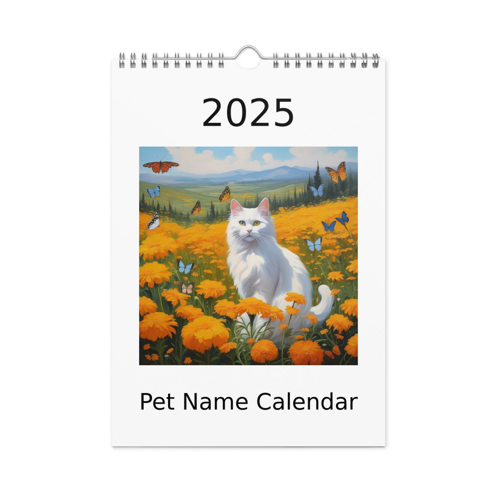 PugMug Custom White Companion Cat Wall Calendar (2026)