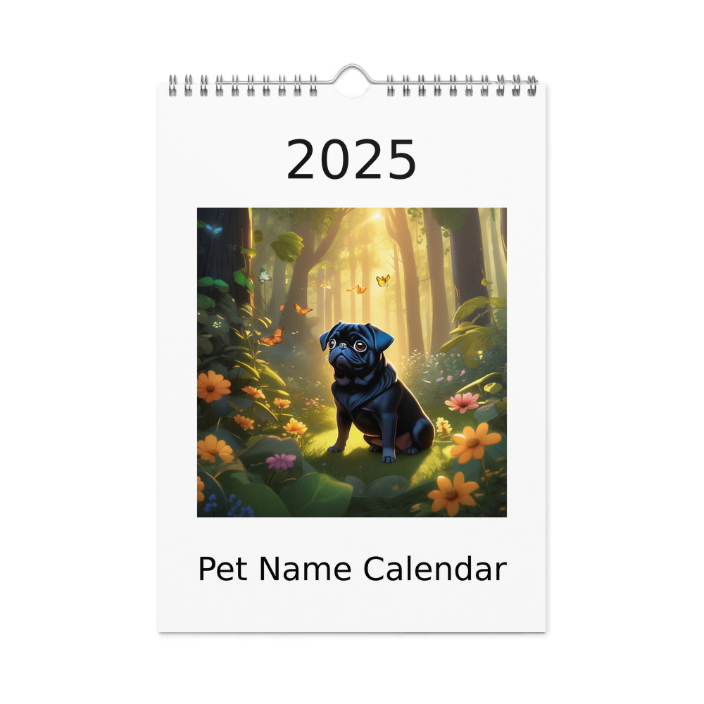 PugMug Custom Black Pug Wall Calendar (2026)