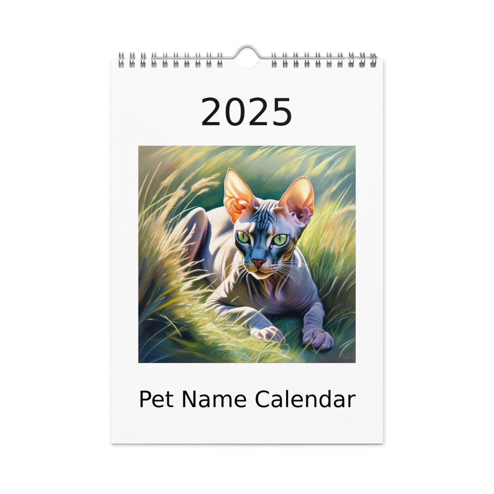 PugMug Custom Tabby Sphynx Cat Wall Calendar (2026)