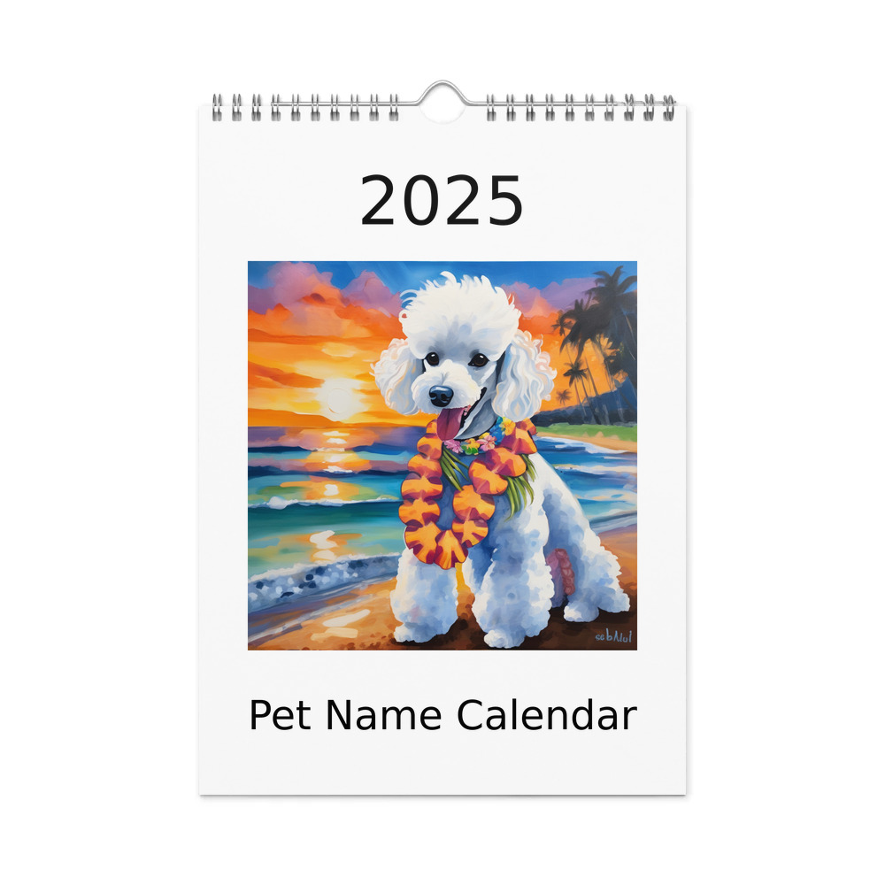 PugMug Custom White Poodle Wall Calendar (2026)