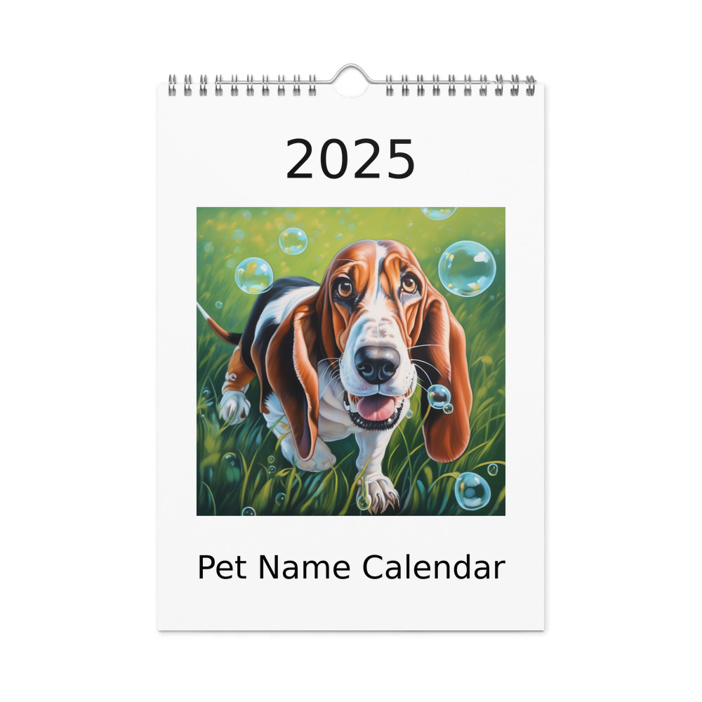 PugMug Custom Basset Hound Wall Calendar (2026)