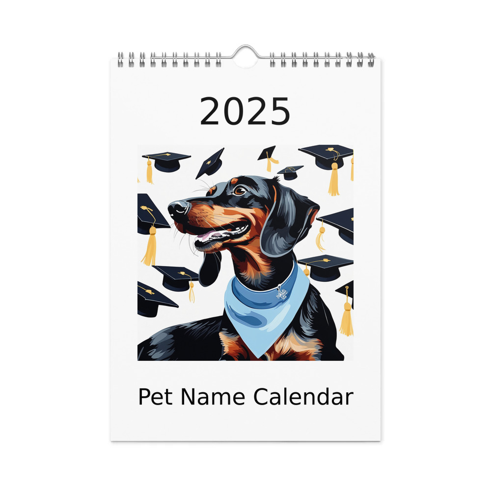 PugMug Custom Black Dachshund Wall Calendar (2026)