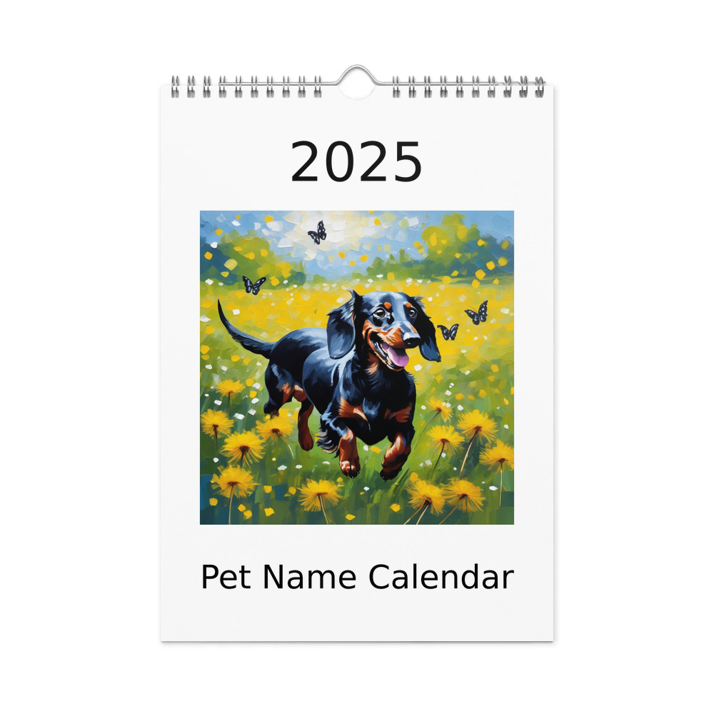 PugMug Custom Black Dachshund Wall Calendar (2026)
