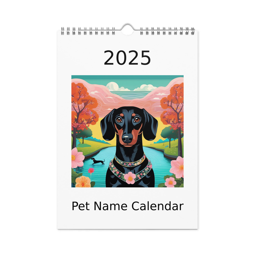PugMug Custom Black Dachshund Wall Calendar (2026)
